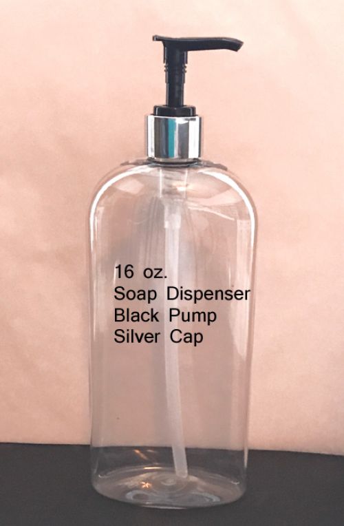 black and silver soap dispenser