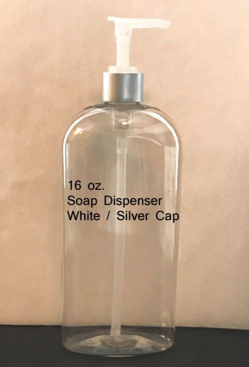 white and silver soap dispenser