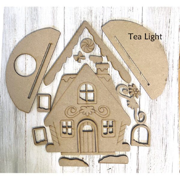 #885 Gingerbread House TEA LIGHT (WOOD)