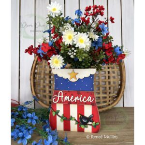 #899 Patriotic Flower Basket  E-PATTERN  (DOWNLOAD)