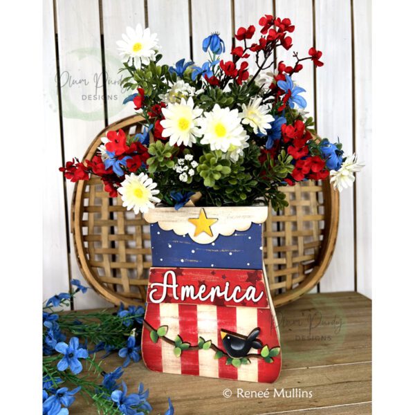 #899 Patriotic Flower Basket  E-PATTERN  (DOWNLOAD) - Image 2