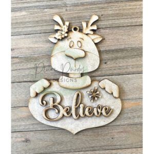 #900  Rudy Ornament ETCHED  (WOOD)