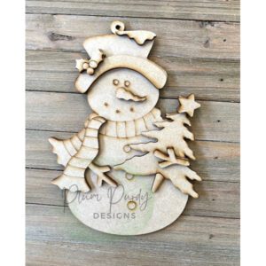#901 Frosty w/Tree  ETCHED  (WOOD)