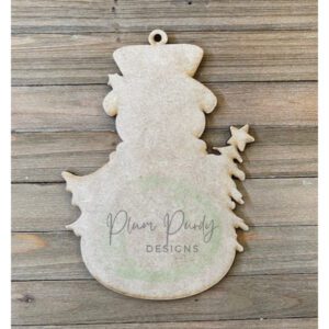 #901 Frosty W/Tree Ornament FLAT  (WOOD)
