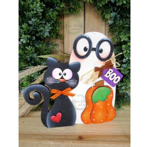 #907 BOO Nerdy Ghost and Cat  *NO LINE DRAWINGS*  (INSTRUCTION PACKET)