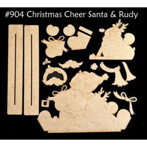 #904 Christmas Cheer Santa & Rudy  Etched (WOOD)