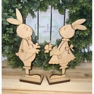 #909 Springtime Bunny Duo ETCHED  (WOOD)