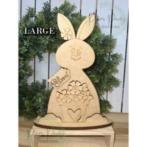 #910 Flowerpot Bunny LARGE w feet/tag (WOOD)
